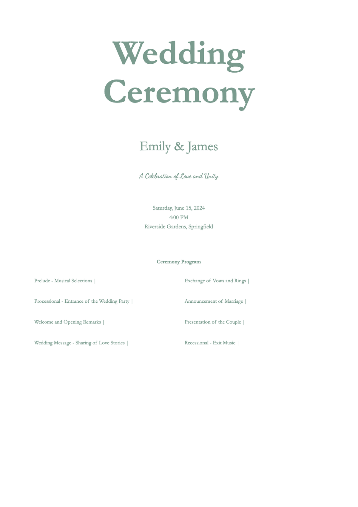 Elegant wedding ceremony program with mint green background and calligraphy font_variant_3